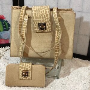 Spartina 449 leather shoulder bag and wallet set